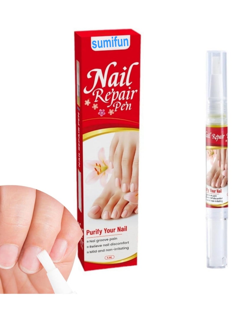 Sumifun Nail Repair Pen 4ml Antifungal Solution for Nail Repair, Targets Discoloration Gray & Black Nails, Antibacterial Pen for Nail Care, Enhances Nail Thickness & Cleanliness, Restores Healthy Nail - Image 1