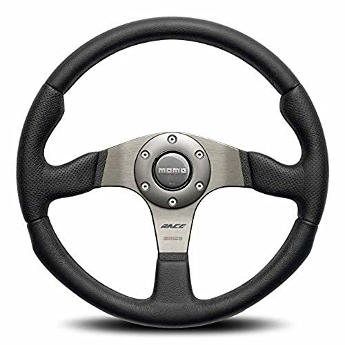 MOMO Race Steering Wheel 350mm – Premium Black Leather Grip with Anthracite Spokes, Lightweight Street & Track Performance Car Steering Wheel for Racing, Tuning, Drift, Universal Fit – RCE35BK1B - Image 3