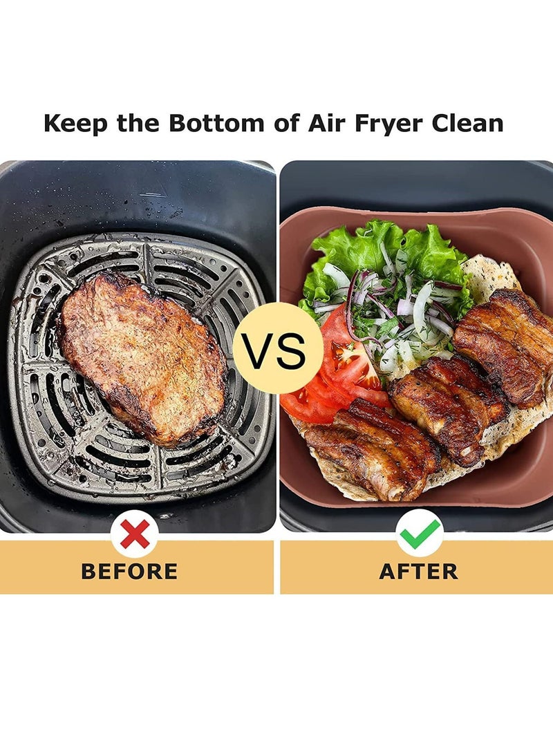 2Pcs Air Fryer Silicone Pot 8 Reusable Basket Heat Resistant Easy Cleaning, Food Safe, Replacement Parchment Liner Paper Fits 3.6 To 6.8QT Square - Image 3