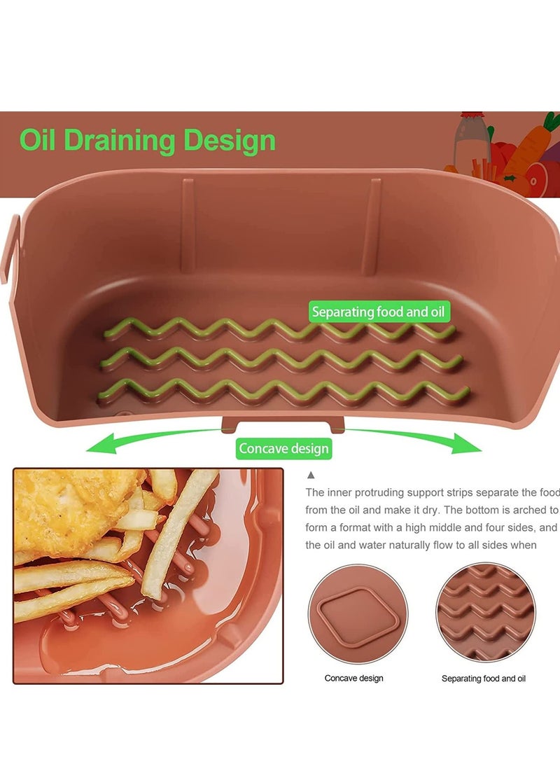 2Pcs Air Fryer Silicone Pot 8 Reusable Basket Heat Resistant Easy Cleaning, Food Safe, Replacement Parchment Liner Paper Fits 3.6 To 6.8QT Square - Image 5