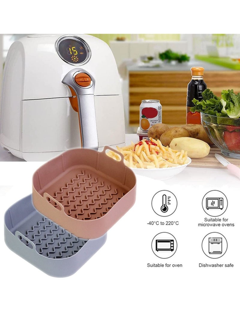 2Pcs Air Fryer Silicone Pot 8 Reusable Basket Heat Resistant Easy Cleaning, Food Safe, Replacement Parchment Liner Paper Fits 3.6 To 6.8QT Square - Image 4