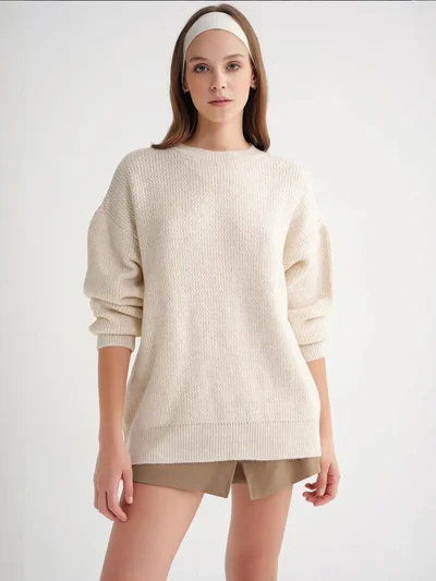 MixRay Mixray Long Sleeve Ribbed Knit Sweater