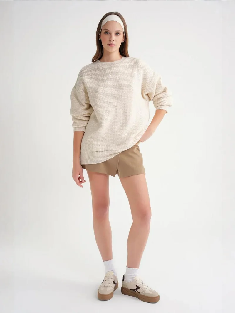 MixRay Mixray Long Sleeve Ribbed Knit Sweater