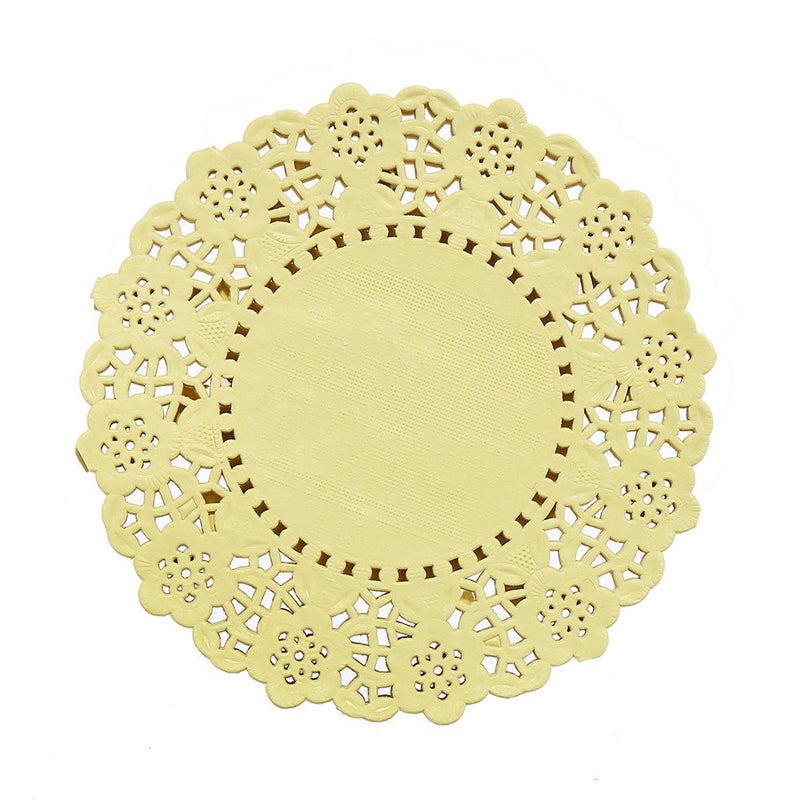 Decora DECORA 35inch Round Paper Lace Doilies Wedding Tableware Decoration100pcs Yellow 