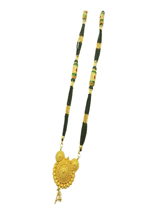 Swaroop Designer Mangalsutra For Women Stylish New Gold Plated Mangalsutra Long Size Heavy Design Long Black Bead Chain 38 - Image 1