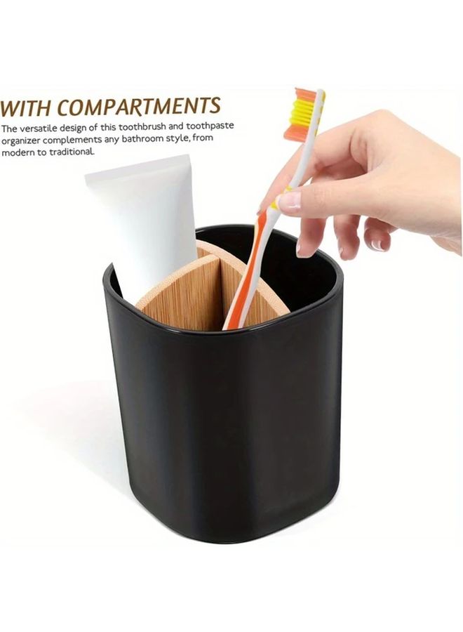 6 Slots Bathroom Counter Organizer Holder for Electric Toothbrush Toothpaste Floss Razor Black - Image 3