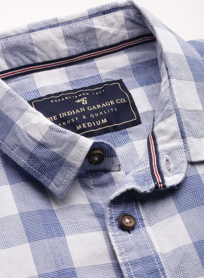 The Indian Garage Co Men White Checkered Slim Fit Shirt