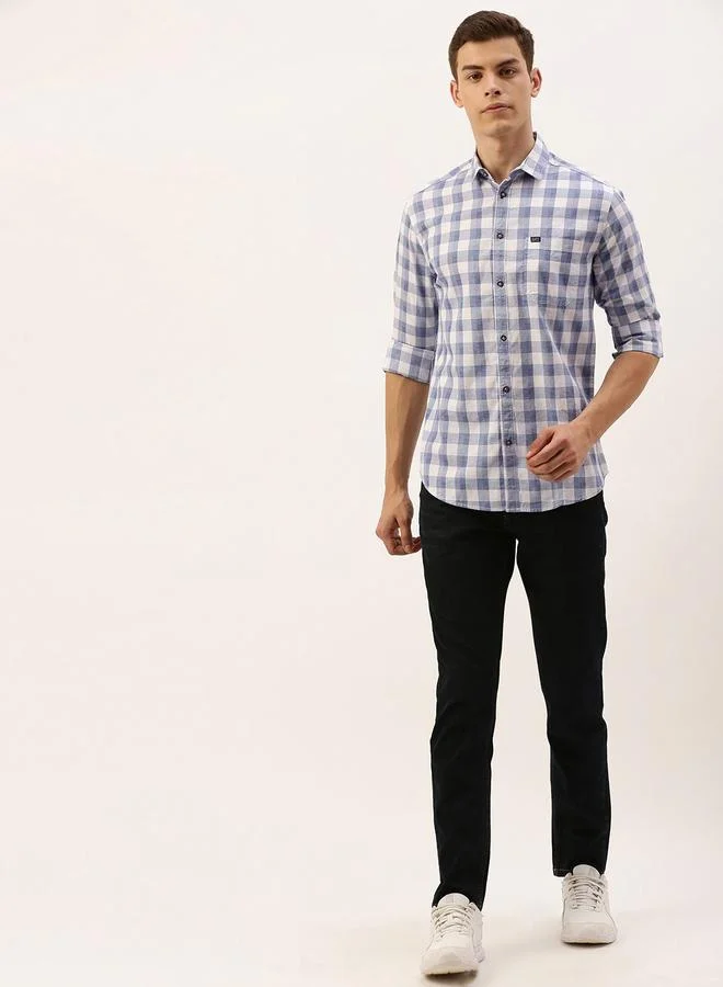 The Indian Garage Co  Men White Checkered Slim Fit Shirt for Men | Best Price UAE
