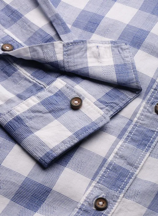 The Indian Garage Co  Men White Checkered Slim Fit Shirt for Men | Best Price UAE