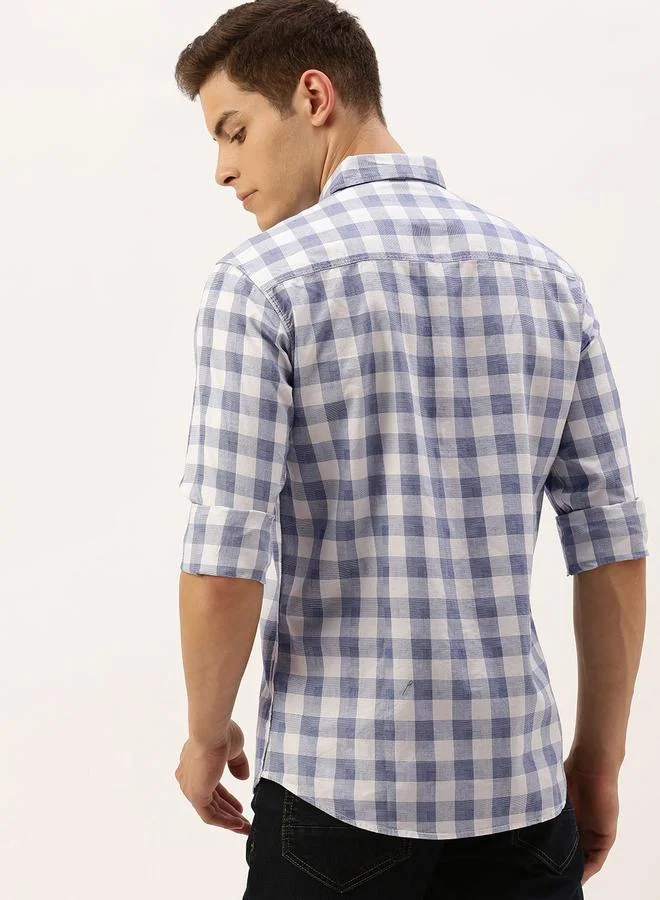 The Indian Garage Co  Men White Checkered Slim Fit Shirt for Men | Best Price UAE