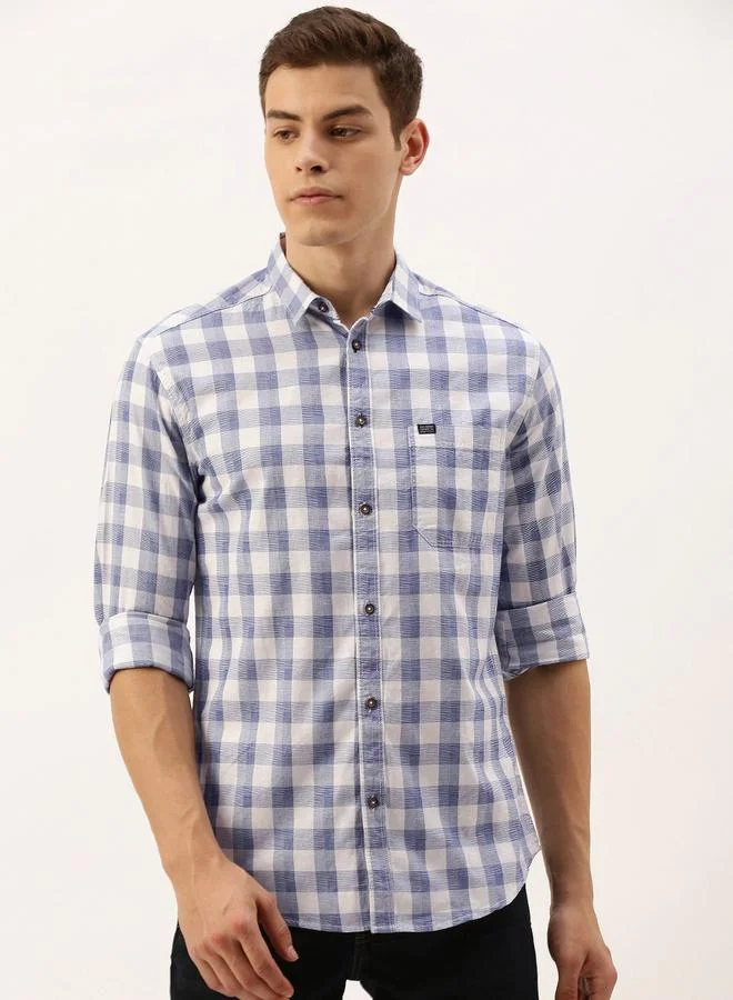 The Indian Garage Co  Men White Checkered Slim Fit Shirt for Men | Best Price UAE