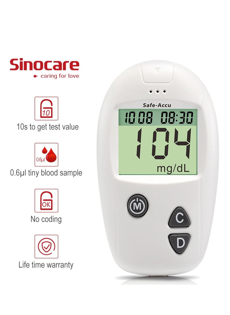 SINOCARE - Safe ACCU Blood Glucose Monitoring System With 50 Test Strips And 50 Test Lancets - Image 1