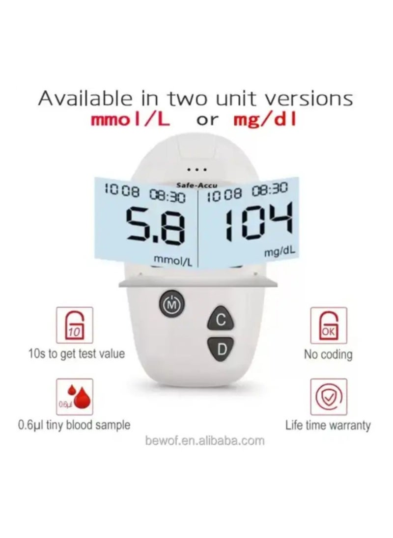 SINOCARE - Safe ACCU Blood Glucose Monitoring System With 50 Test Strips And 50 Test Lancets - Image 1
