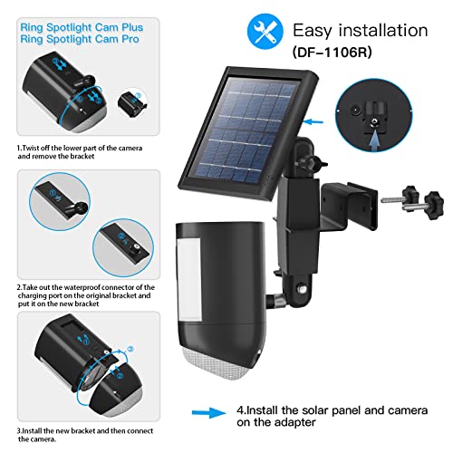 HOLACA 2in1 Weatherproof Gutter Mount for Stick Up CamPro Solar Panel Spotlight Cam Pro Battery and Outdoor Cam Plus Battery Outdoor Mount Accessories for Ring Solar Panel Black - Image 3