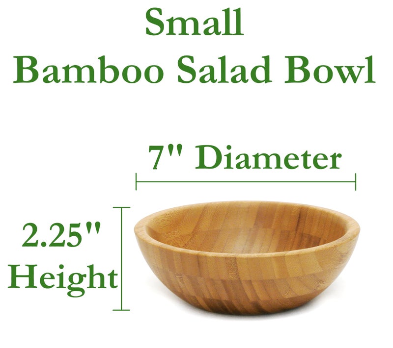 Lipper International Bamboo Wood Salad Bowl, Small, 7" Diameter x 2.25" Height, Single Bowl - Image 2