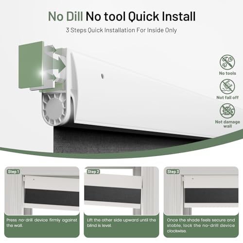 DONGFXK Motorized Blinds with Remote, Blackout No Drill Cordless Smart Roller Shades, Automatic Blinds for Windows, Black,23" W x 72" H - Image 2