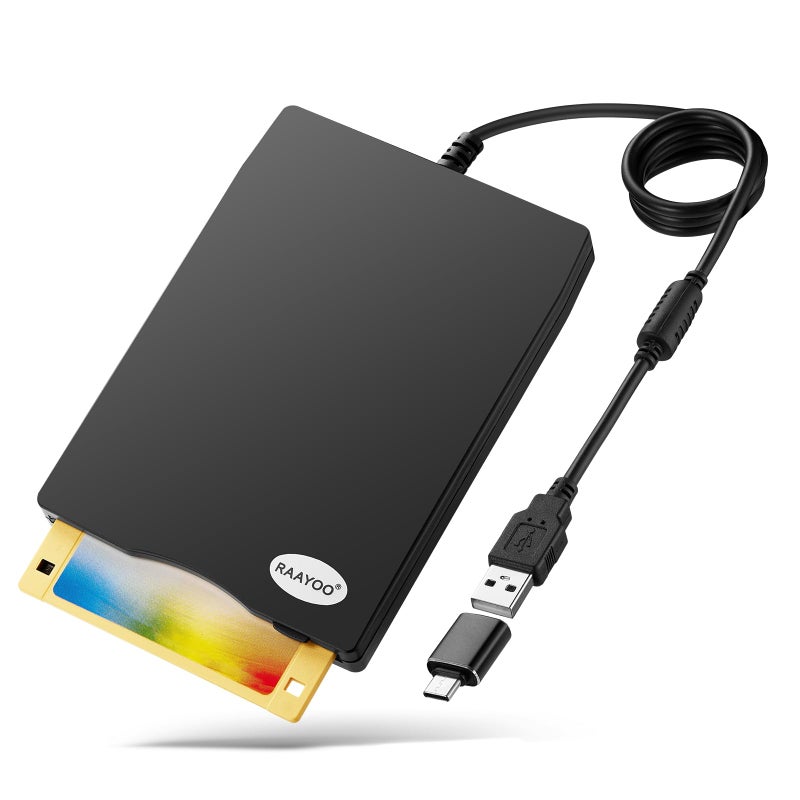 RAAYOO USB Floppy Disk Reader, 3.5 inch External Portable 1.44 MB FDD Floppy Disk Drive for Windows 11/10/8/7/2000/XP PC Laptop Desktop Notebook Computer - Image 1