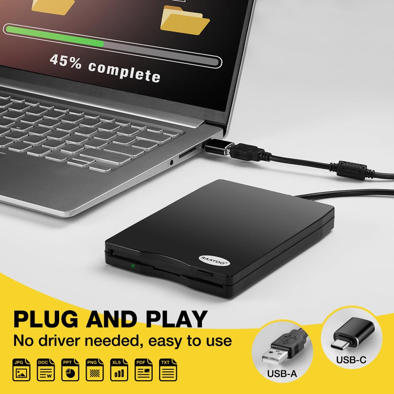 RAAYOO USB Floppy Disk Reader, 3.5 inch External Portable 1.44 MB FDD Floppy Disk Drive for Windows 11/10/8/7/2000/XP PC Laptop Desktop Notebook Computer - Image 4