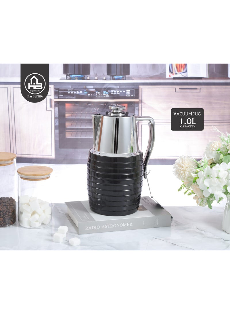 Lavin vaccum flask 1L/Elegent Thermos/Glass inner/Hot&Cold/Black/HB