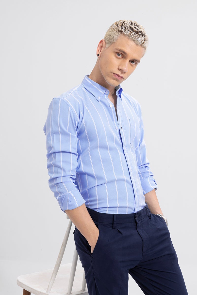 SNITCH String Stripe Blue Shirt - Image 3