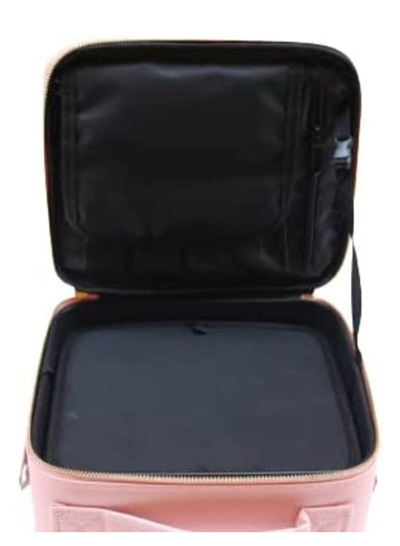 Portable Travel Cosmetic Bag with Storage Space Organizer with Adjustable Dividers for Makeup Brushes Jewelry Accessories - Pink - Image 3