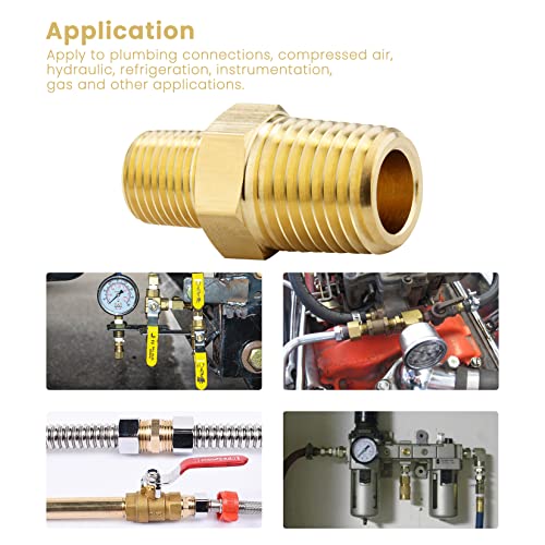 KOOTANS 1/4 NPT x 1/8 NPT Male Solid Brass Nipples, Heavy Brass Pipe Adapter Fittings Hex Reducing Nipples Connectors 4Pieces - Image 5