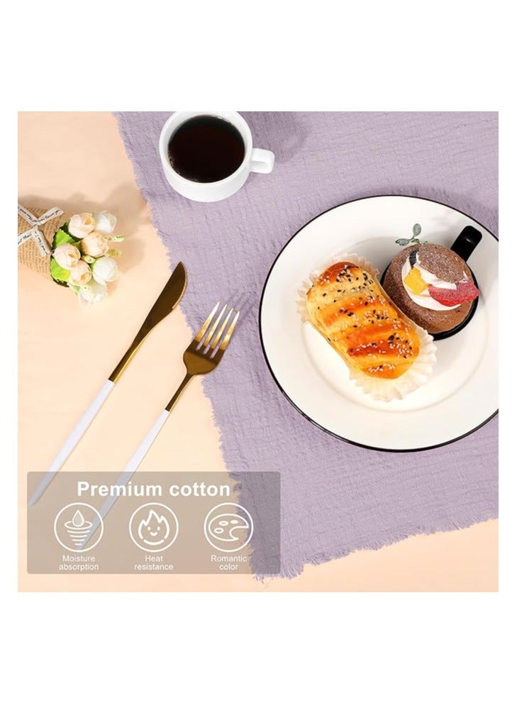 Hoasis Cotton Linen Cloth Napkin, 12 Pcs Handmade Cloth Napkin with Fringe, 43x 43cm Soft Cloth Dinner Wedding Napkin Square Rustic Fringe Napkin for Dinners, Parties, Weddings, Lavender Purple - Image 3