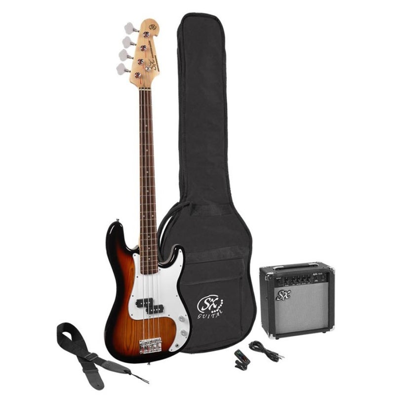 SX Guitar SB2-SK-3TS Precision SB2 Electric Bass Package Guitar - Sunburst - Image 1