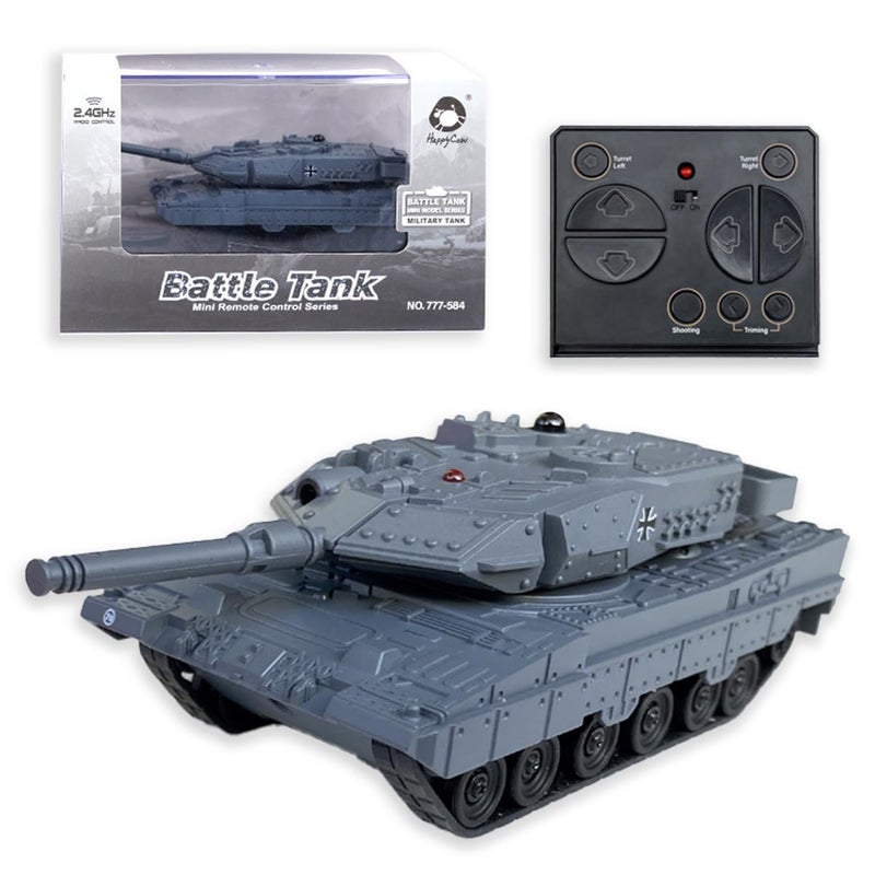 Tsiodot 24GHz Mini RC Tank Toy with LED and Rotating Turret The Ultimate Military Toy for Boys and Girls Gray - Image 3