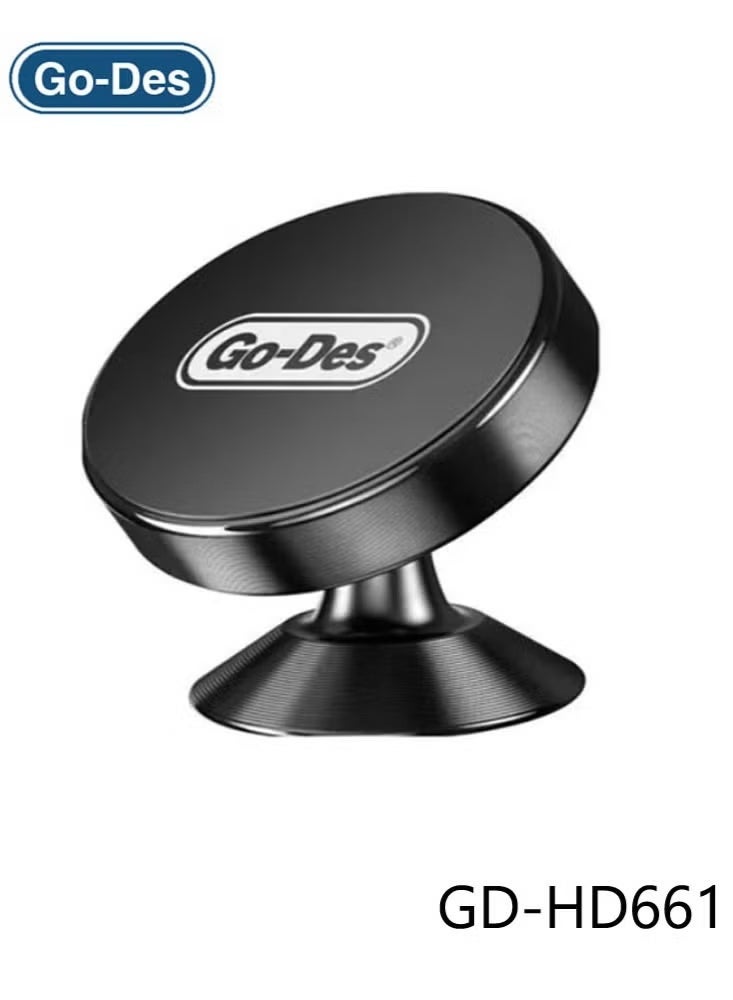GO-DES GD-HD661 360° Magnetic Phone Holder – Universal Magnetic Suction Mount for Car Dashboard, Windshield, Desk or Wall | Compact Phone Stand with Strong Grip, 360° Rotation, Snap-On Magnetic Plate & Durable Build – Compatible with All Smartphones - Image 1