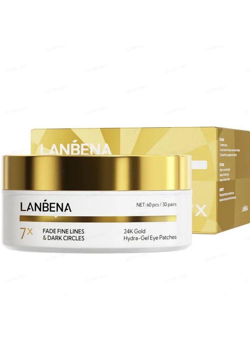 LANBENA LANBENA 24K Gold Under Eye Patches(30 Pairs) -Cooling Eye Masks for Fine Lines Reduce, with Caffeine Niacinamide Tetrapeptide Hydra-Gel Collagen, Puffy Eyes & Dark Circles & Eye Bags Treatment  - Image 2