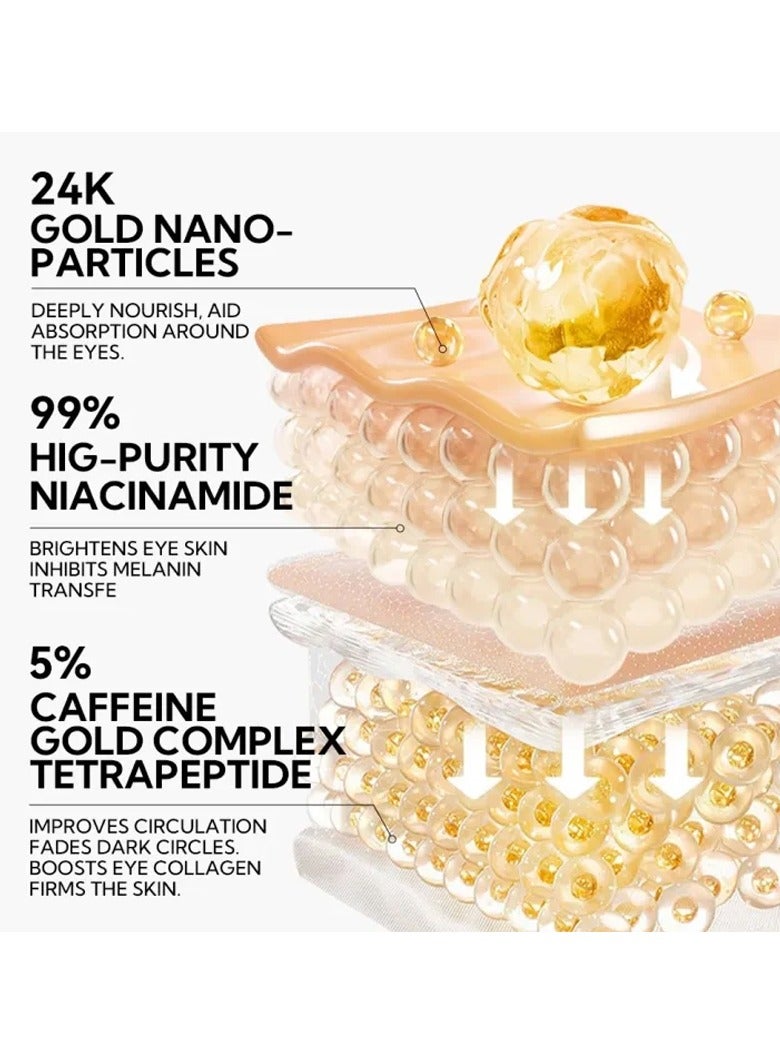 LANBENA LANBENA 24K Gold Under Eye Patches(30 Pairs) -Cooling Eye Masks for Fine Lines Reduce, with Caffeine Niacinamide Tetrapeptide Hydra-Gel Collagen, Puffy Eyes & Dark Circles & Eye Bags Treatment  - Image 4
