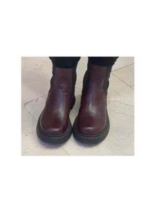 MR Joe Genuine leather Chunky Chelsea Boots for Everyday Style 3731 Burgundy