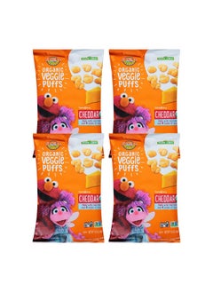 Earth's Best Earth's Best Organic Kids Snacks, Sesame Street Toddler Snacks, Organic Cheddar Veggie Puffs, Gluten Free Snacks for Kids 2 Years and Older, Cheddar, 1.55 oz Bag (Pack of 4)  - Image 1