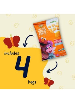 Earth's Best Earth's Best Organic Kids Snacks, Sesame Street Toddler Snacks, Organic Cheddar Veggie Puffs, Gluten Free Snacks for Kids 2 Years and Older, Cheddar, 1.55 oz Bag (Pack of 4)  - Image 5