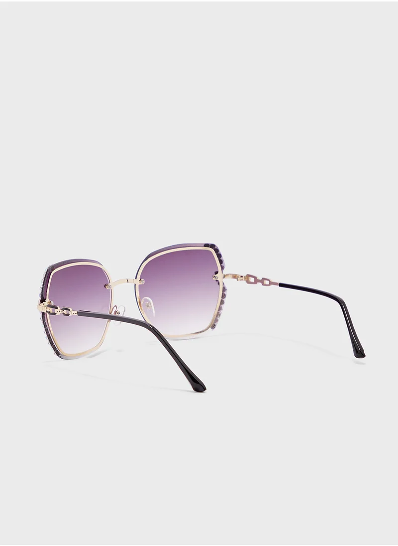 ايلا Jeweled Frame Oversized Sunglasses