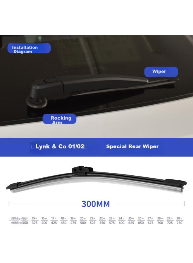 Yitu Front Wiper + Rear Wiper Set For Geely Lynk & Co 01/02, Front Windshield Wiper And Rear Window Wiper, 1 Set - Image 3