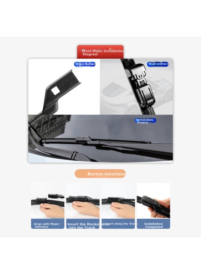Yitu Front Wiper + Rear Wiper Set For Geely Lynk & Co 01/02, Front Windshield Wiper And Rear Window Wiper, 1 Set - Image 2