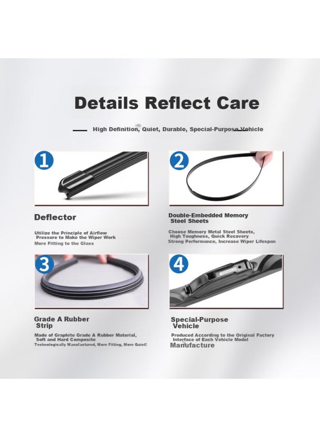 Yitu Front Wiper + Rear Wiper Set For Geely Lynk & Co 01/02, Front Windshield Wiper And Rear Window Wiper, 1 Set - Image 4
