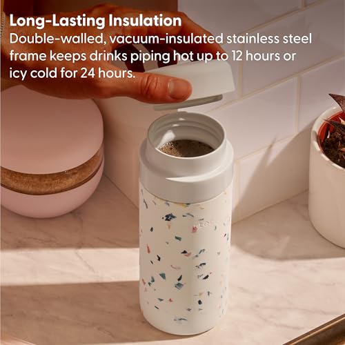 WP W&P Porter Insulated Bottle 16 oz | Clean Taste Ceramic Coating for Water, Coffee, & Tea | Wide Mouth Vacuum Insulated | Dishwasher Safe, Cream Terrazzo - Image 4