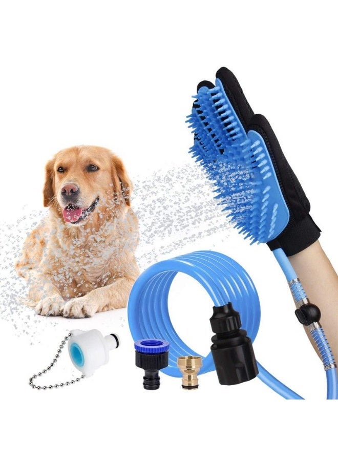قفاز استحمام وتزيين للكلاب والقطط - ملحق خرطوم رش الماء، فرشاة تدليك من السيليكون، سهل الغسل، إزالة الفراء والشعر المتساقط - Image 1