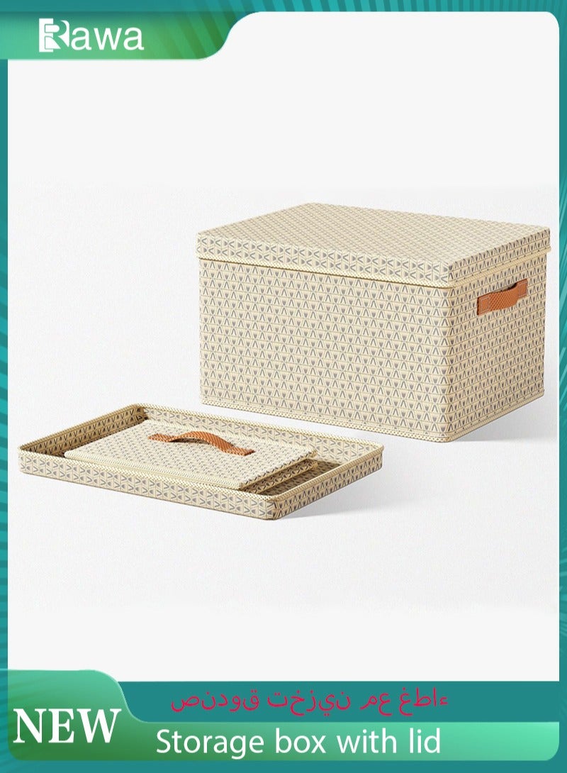 روعة صناديق مكعبات كبيرة الحجم (42x30x25 سم) مع مقابض لتخزين وتنظيم الملابس والألعاب والكتب والألعاب وغطاء قابل للغسل قابل للطي قابل للإزالة للمكتب المنزلي - Image 1