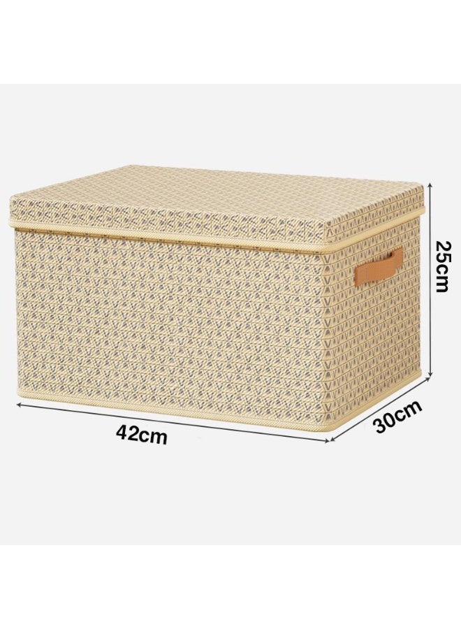 روعة صناديق مكعبات كبيرة الحجم (42x30x25 سم) مع مقابض لتخزين وتنظيم الملابس والألعاب والكتب والألعاب وغطاء قابل للغسل قابل للطي قابل للإزالة للمكتب المنزلي - Image 3