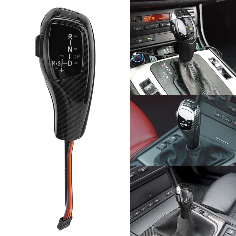 Gear Shift Knob Carbon Fiber Pattern Electronic Gear Shift For BMW Later Versions - LED Gear Position Indicator Leather Wrapped Shift Knob For Car - Image 5
