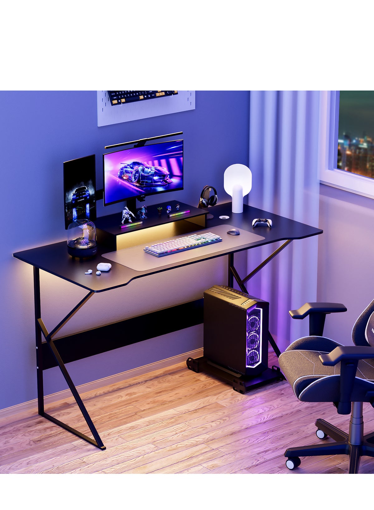 Computer Desk Riyadh ZERIFAM Desktop Computer Desk, 120cm Gaming desk with Large Monitor ...
