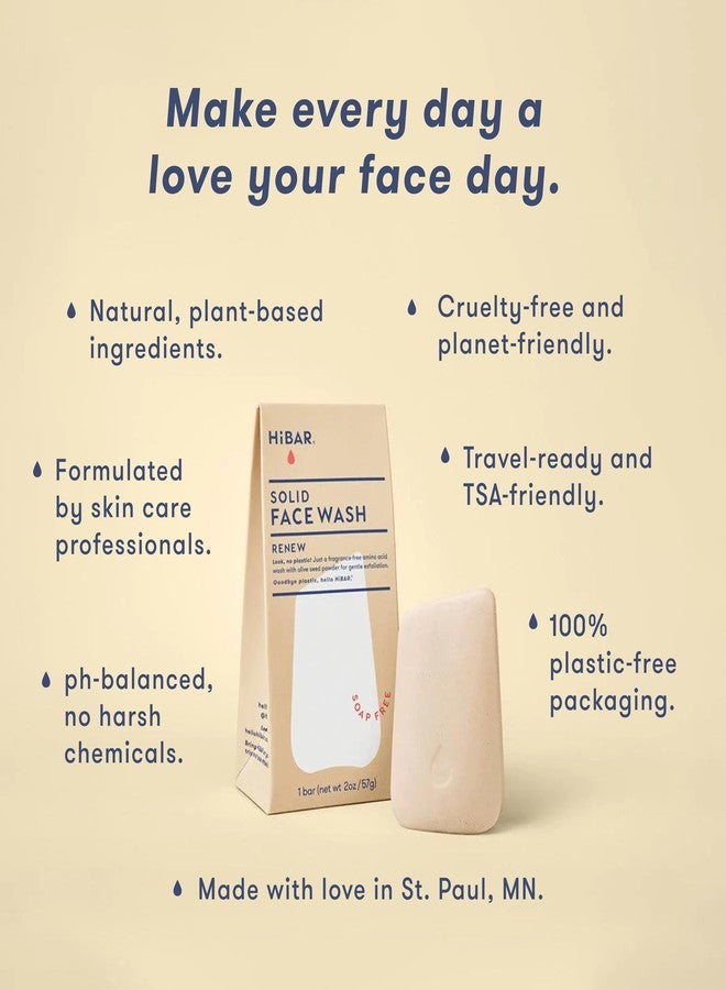 HIBAR - Renew Face Wash Bar - Solid Face Wash - With 12 Unique Amino Acids - Safe For Daily Use & Sensitive Skin - Plastic, Paraben & Soap-Free - Vegan - 1 Bar - Image 3