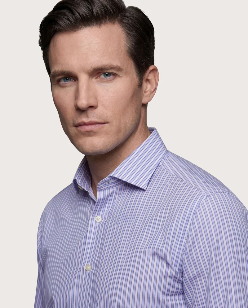 كاميتشسما Striped Poplin Non Iron Shirt