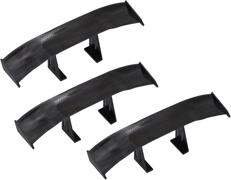 CREATIEE-PRO 3Pcs Universal Car Mini Spoiler Wing, Creatiee Auto Car Tail Wing Mini Auto Carbon Fiber Texture Decoration Without Perforation Tail Decoration, 6.7 Inch(Black) - Image 1