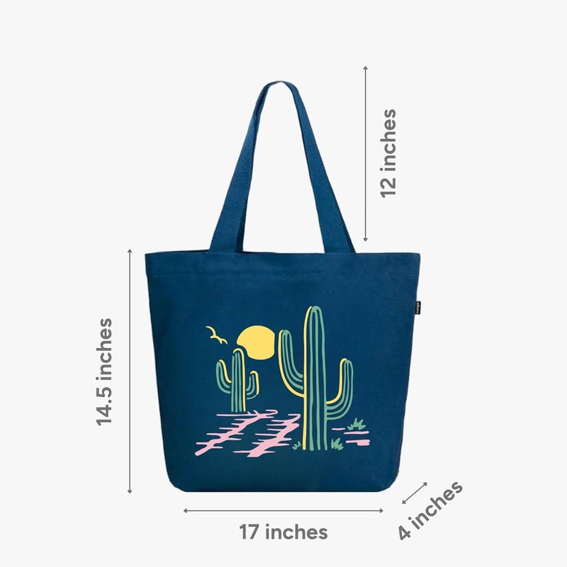 EcoRight Large Canvas Tote Bag for Women, Tote Handbags for Women with Zipper & Inner Pocket for College, Shopping, Office - Image 3