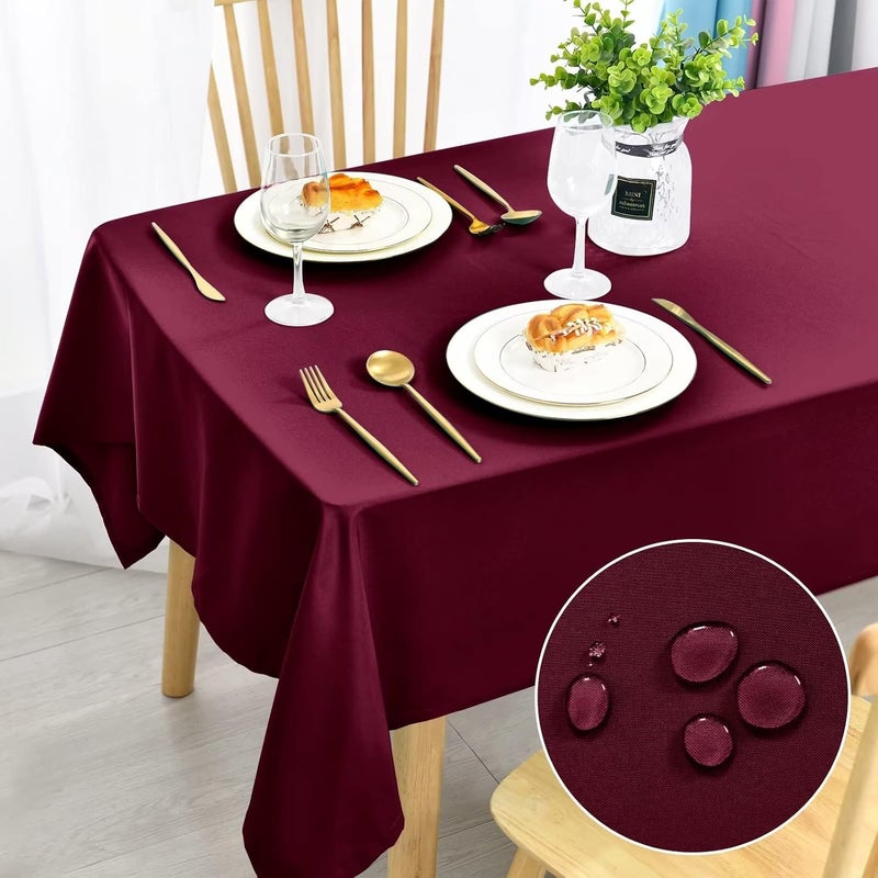 DWCN Wine Red Tablecloth, Christmas Stain Protection, Washable Table Linen, Waterproof Tablecloth for Dining Room, Garden, Party, Weddings or Household, 130 x 160 cm - Image 1
